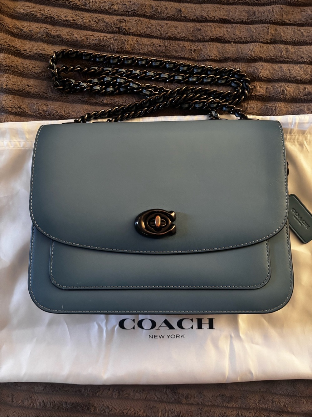 Coach Madison Leather Turnlock Chain Crossbody